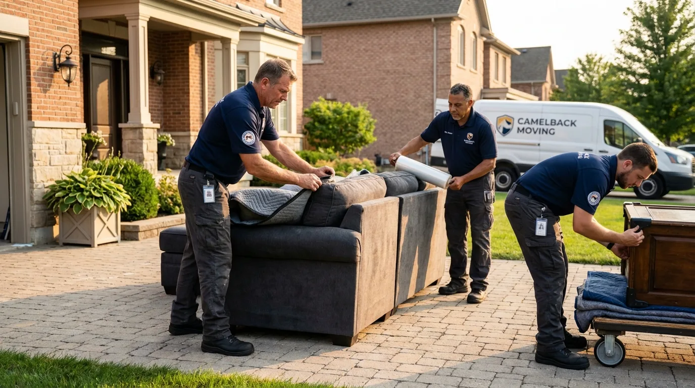 Large estate moving crew wrapping furniture in Latham, NY