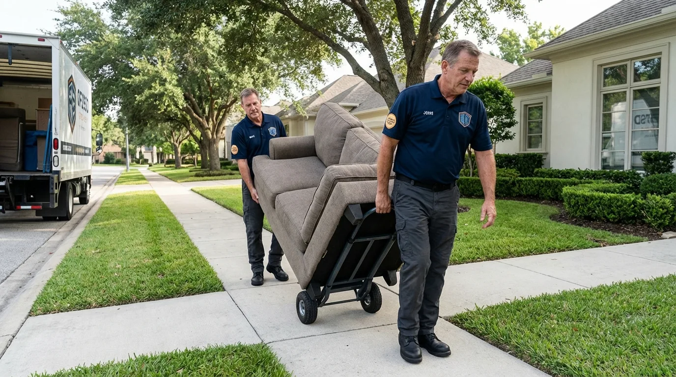 Local residential moving crew loading furniture in Latham, NY
